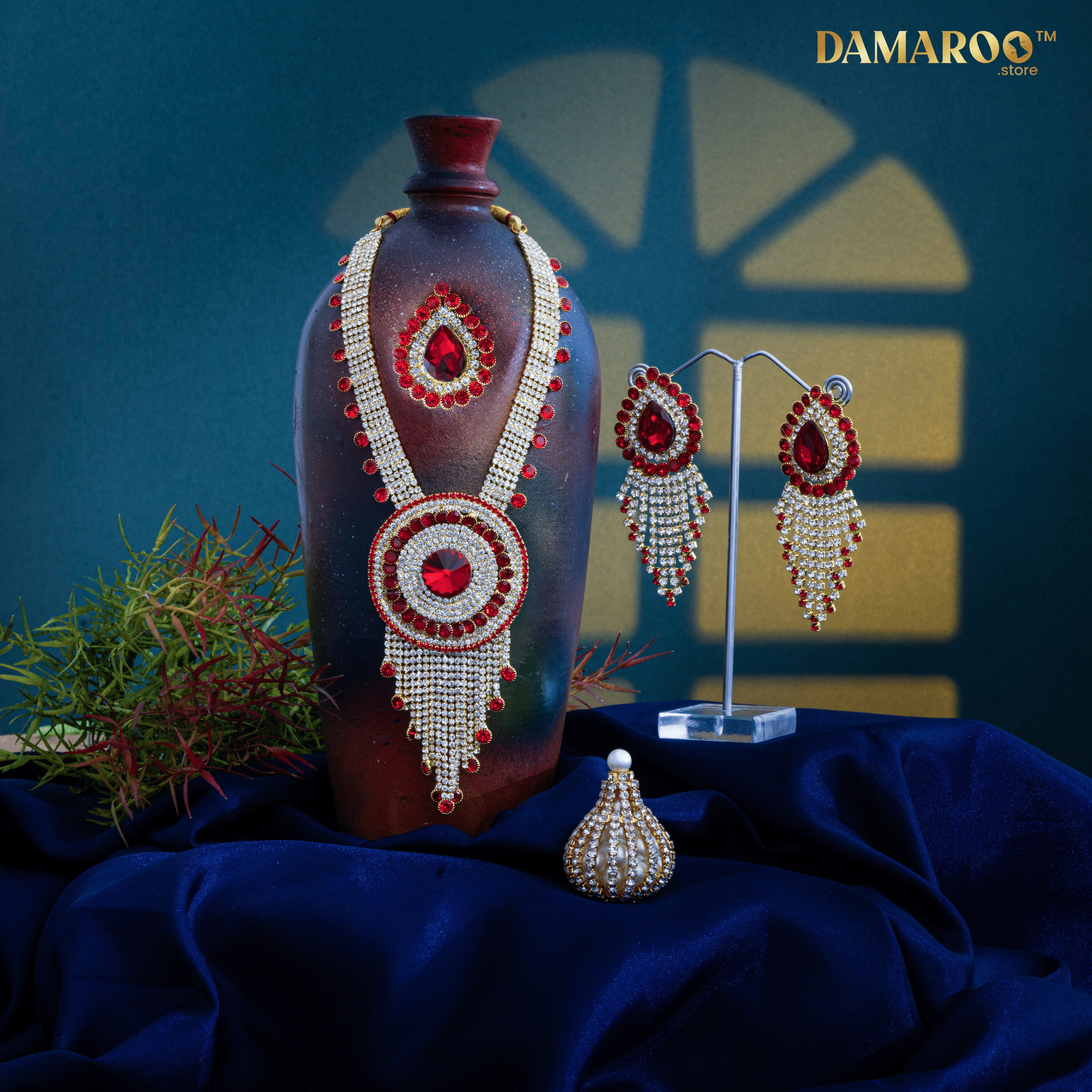 TejMayur Ganesha Jewellery Set – Divine Crystal Look in Colors