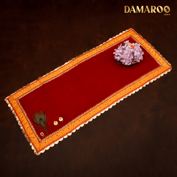 2x5 ft | कौशेयासन: Divine Comfort | Anti-Skid Cushioned Velvety Pooja Mat / Runner